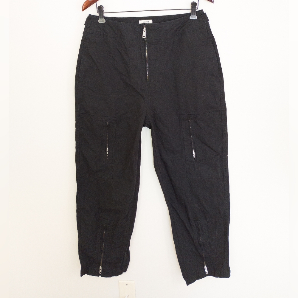 Scotch & Soda Black Ripstop Zip-Detail Cargo Pants "Sea You" Edgy Utility 30